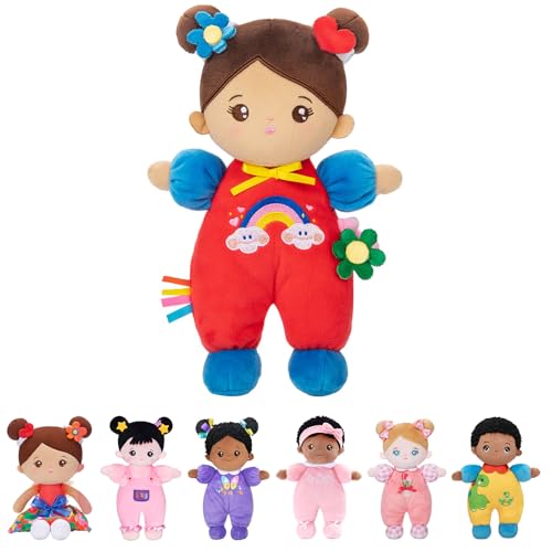 OUOZZZ Soft Baby Doll for 1 Year Old Girl Gifts - First Hispanic Doll for Girl Birthday Christmas Plush Gift for Toddler Latino Doll Brown Skin 10" - Image 1
