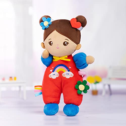 OUOZZZ Soft Baby Doll for 1 Year Old Girl Gifts - First Hispanic Doll for Girl Birthday Christmas Plush Gift for Toddler Latino Doll Brown Skin 10" - Image 2
