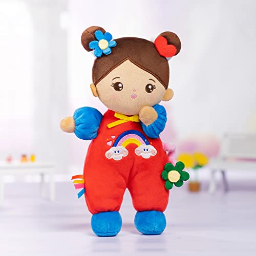 OUOZZZ Soft Baby Doll for 1 Year Old Girl Gifts - First Hispanic Doll for Girl Birthday Christmas Plush Gift for Toddler Latino Doll Brown Skin 10" - Image 5