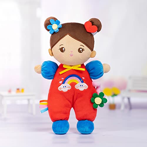OUOZZZ Soft Baby Doll for 1 Year Old Girl Gifts - First Hispanic Doll for Girl Birthday Christmas Plush Gift for Toddler Latino Doll Brown Skin 10" - Image 4