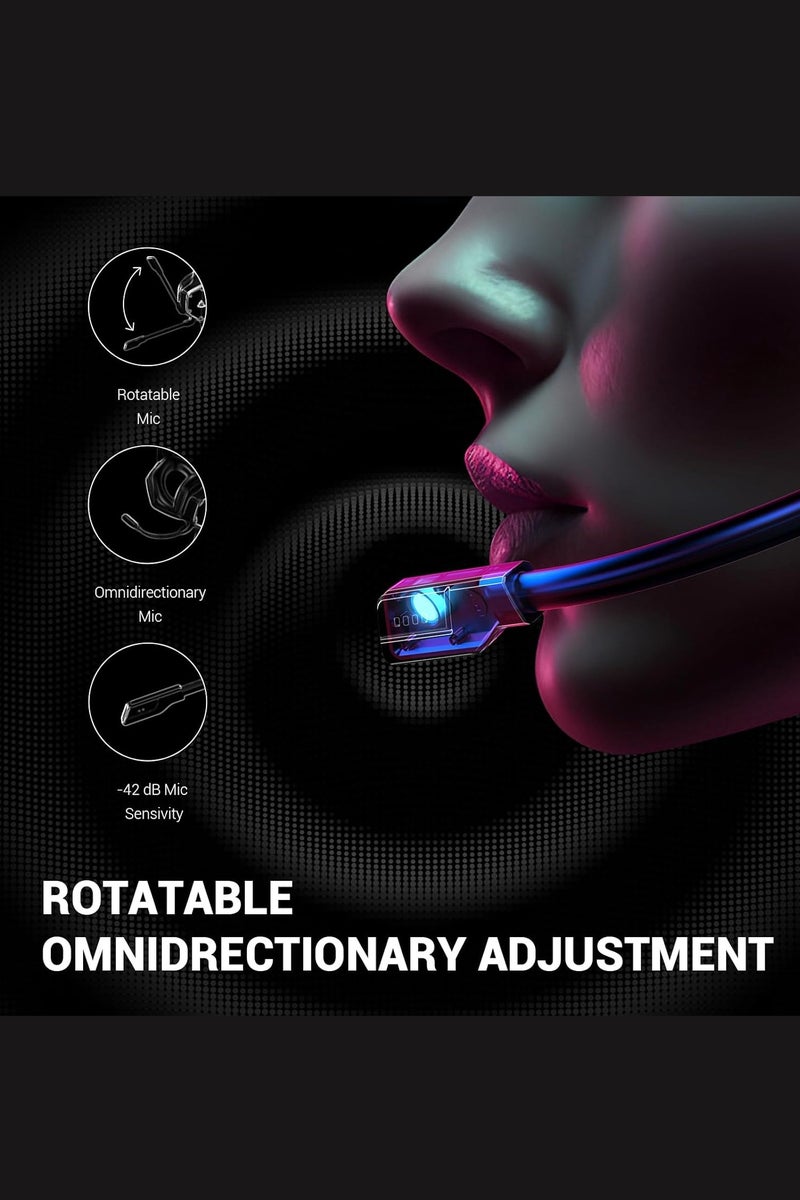 إكسا سماعة ألعاب إيكسا يو إس بي، سماعات سلكية، صوت محيطي 7.1 لتحديد خطوات الخصم، ميكروفون بإلغاء الضوضاء، إضاءة آر جي بي، سماعات أذن فوق الأذن لأجهزة الكمبيوتر، بلاي ستيشن 4، بلاي ستيشن 5، اللابتوب، باللون الرمادي - Image 3