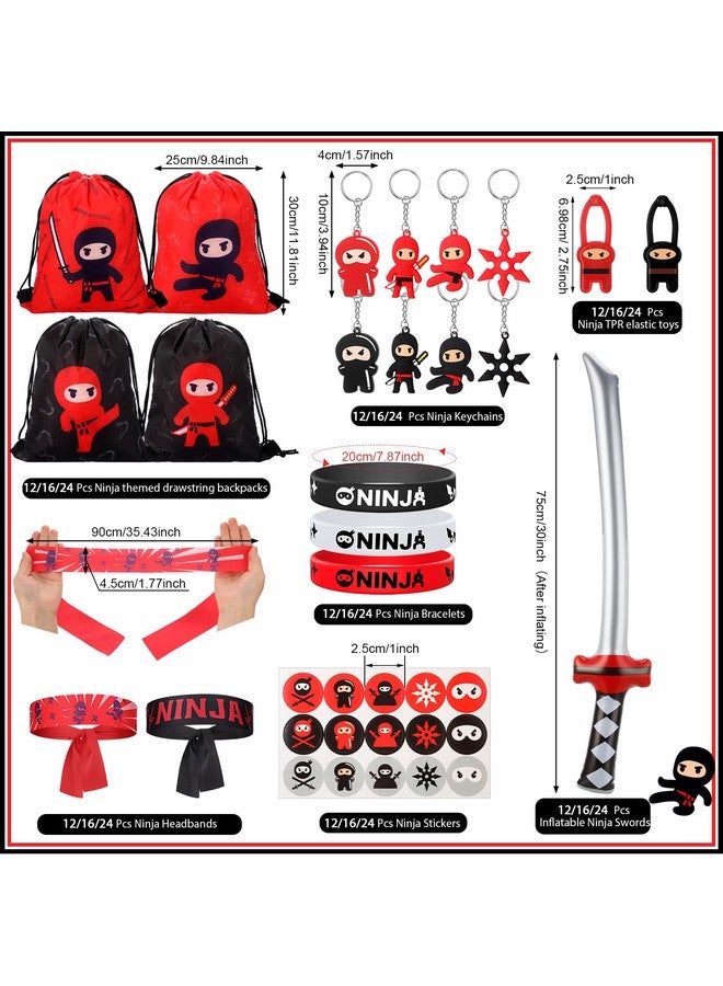 Tondiamo تونديا مو 112 قطعة نينجا قراصنة حفلة هدايا مع حقيبة ظهر بسحاب، رباط رأس، سيف قابل للنفخ، سوار، ملصق، سلسلة مفاتيح، قناع نينجا أو قراصنة قابل للتمدد لعيد ميلاد كاراتيه (أسلوب نينجا) - Image 2