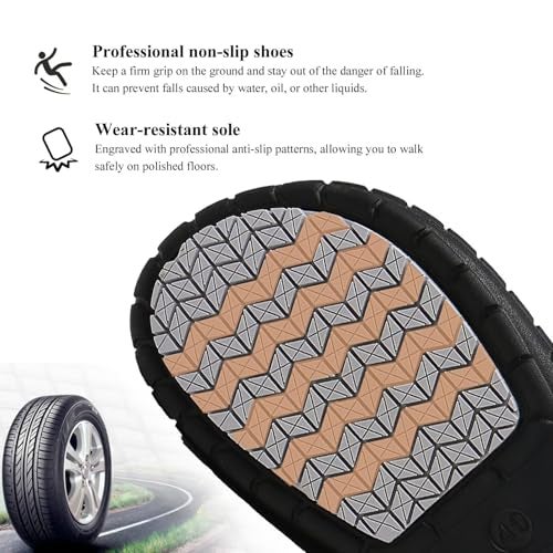 Haifago Chef Shoes for Men Non Slip Waterproof Oil Resistant Kitchen Work Shoe Food Service, Mens Nursing Clogs Standing All Day Comfortable Black - Image 4