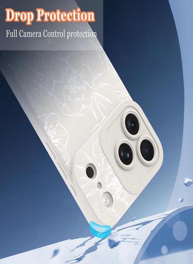 OOK White Case for iPhone 17 Pro (6.3 inchs), Cute White Flower Floral Design Soft TPU Full Camera Lens Anti-Drop Anti-Scratch Shockproof Protective with Screen Protector - Image 3