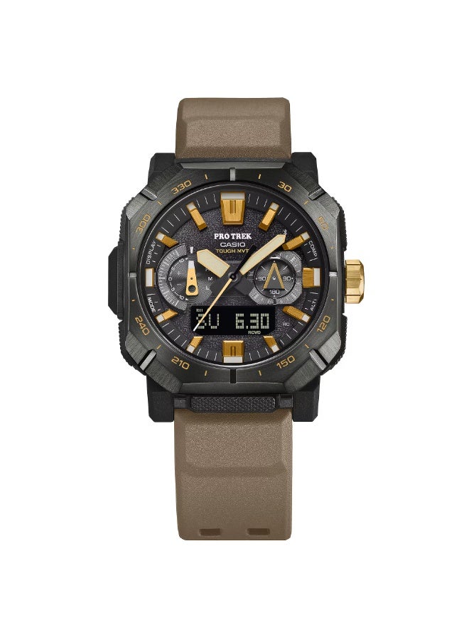 Casio Pro Trek PRW-B1000-5DR Tough Solar Triple Sensor Bluetooth Men's Outdoor Watch – Compass, Altimeter, Barometer, Thermometer, 100M Water Resistant Brown Resin Strap - Image 2