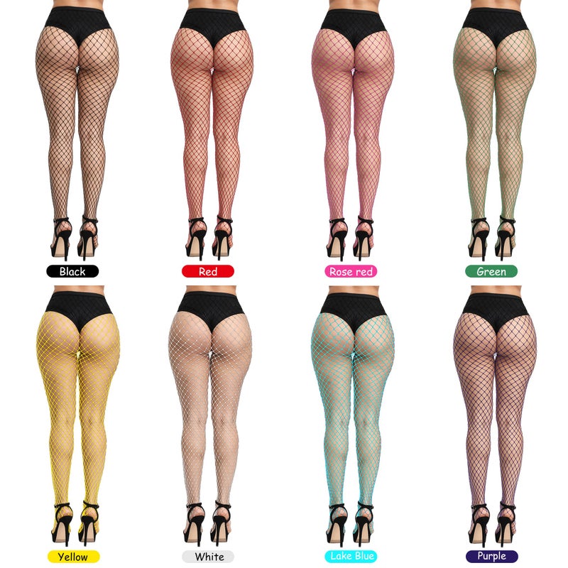 FEPITO 8 Pairs Colorful Fishnet Stockings Tights Fishnet Tights Pantyhose Stockings Leggings for Women - Image 3