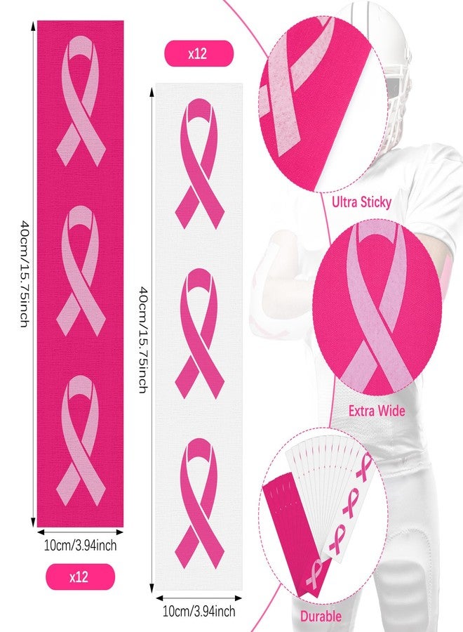 Halloscume 24 Pcs Breast Cancer Awareness Football Turf Tape Pink Kinesiology Tape Extra Wide, 15.75" x 3.94" Waterproof Athlete Sport Trainers - Image 2