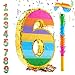 MUWOOB Rainbow Number 6 Pinata for 6th Birthday Party Decorations Fiesta Kids Anniversary Celebration Birthday Pinata with Stick Blindfold and Confetti Small 165 x 115 x 3 In - Image 3