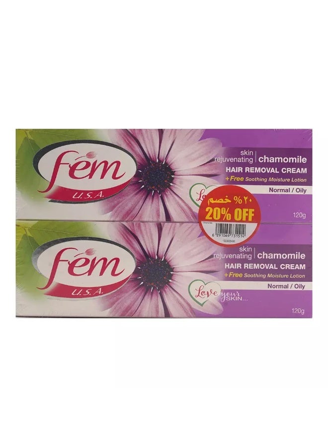 Fem USA Hair Removal Cream Chamomile- 2X120gms - Image 1