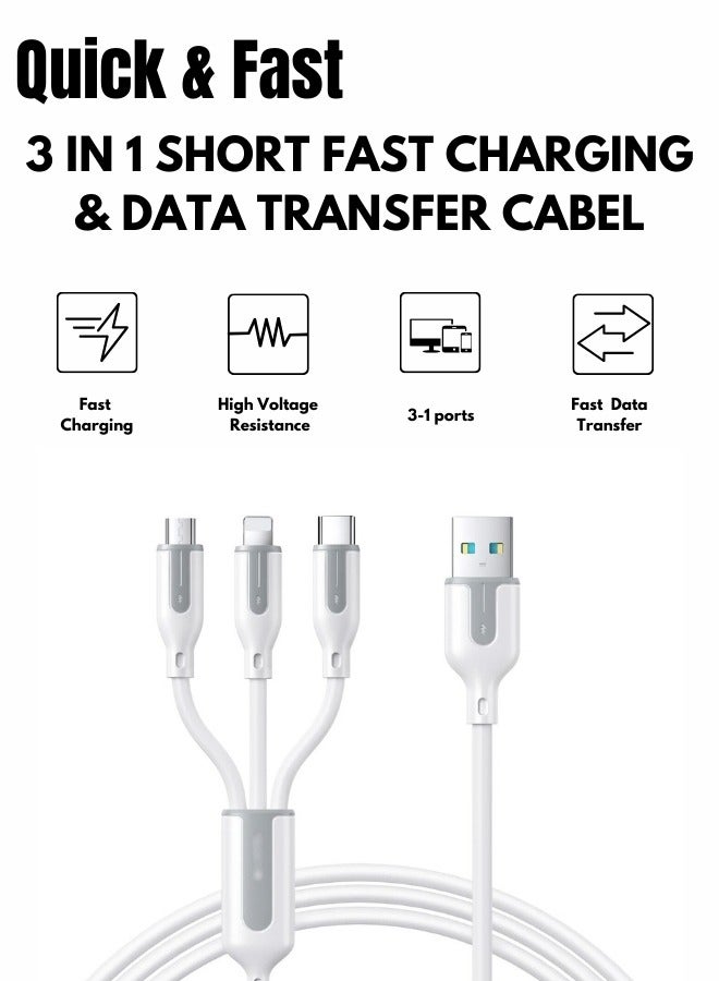 3-in-1 Multi Charging Cable USB to C type Android & iPhone Fast charging Data Transfer cable - Image 1