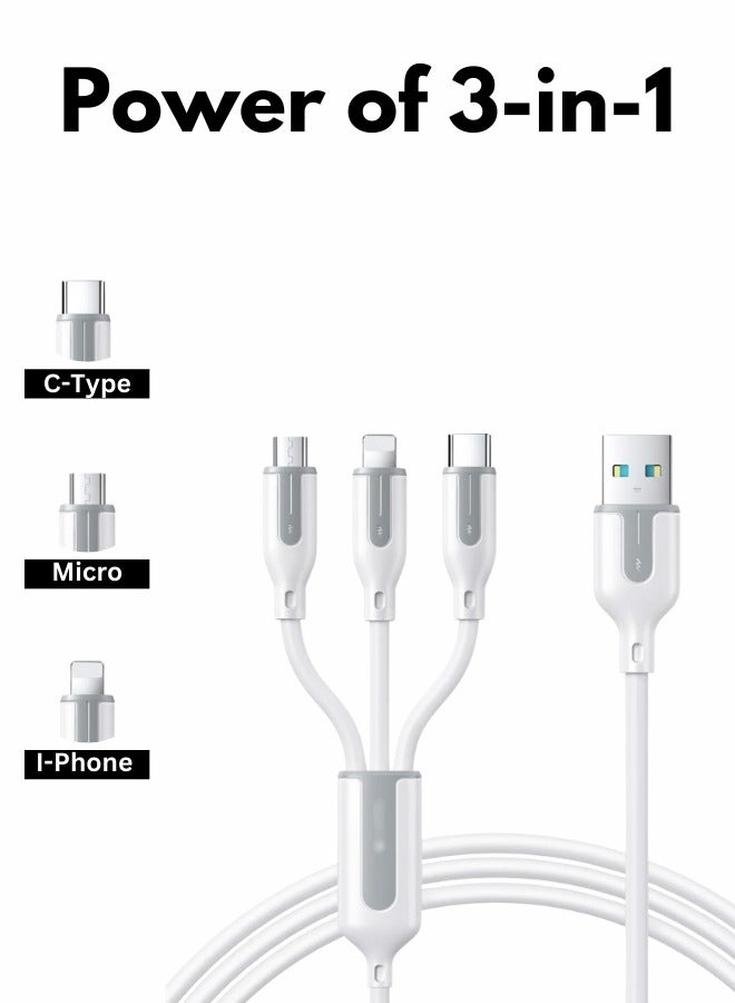 3-in-1 Multi Charging Cable USB to C type Android & iPhone Fast charging Data Transfer cable - Image 3