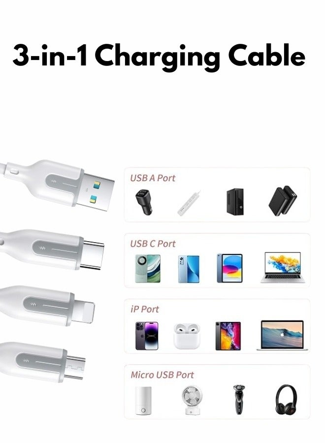 3-in-1 Multi Charging Cable USB to C type Android & iPhone Fast charging Data Transfer cable - Image 4