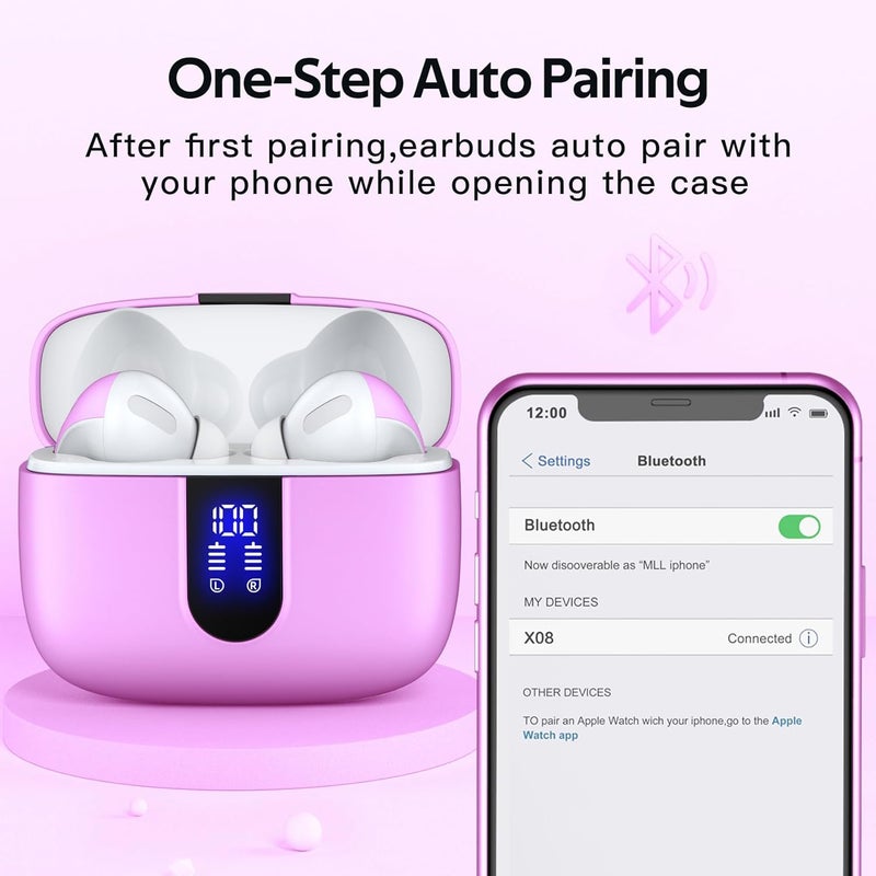 TAGRY Bluetooth Headphones True Wireless Earbuds 60H Playback LED Power Display Earphones with Wireless Charging Case IPX5 Waterproof in-Ear Ear buds with Mic for TV Smart Phone Laptop Computer Sports - Image 5