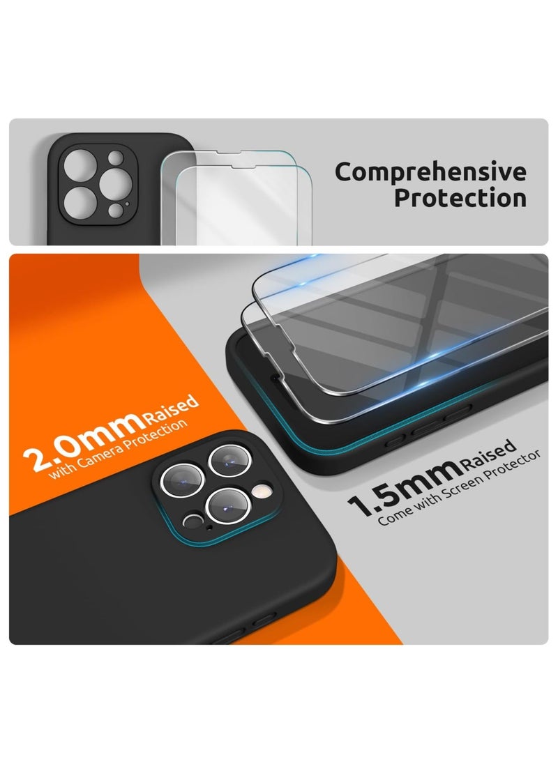 Raxoom Design for iPhone 15 Pro Max Case, Liquid Silicone [2 x Screen Protectors & 1 x Lanyard] Protection for Each Lens Shockproof Cover for iPhone 15 Pro Max 6.7 inch 2023, Black - Image 3