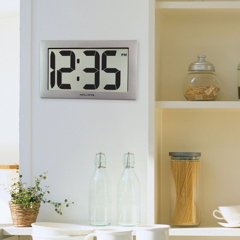 AcuRite 75102RM 9.5" Large Digital Clock with Intelli-Time Technology,Siliver,6-inch height x 9.5-inch width x 1.8-inch depth - Image 5
