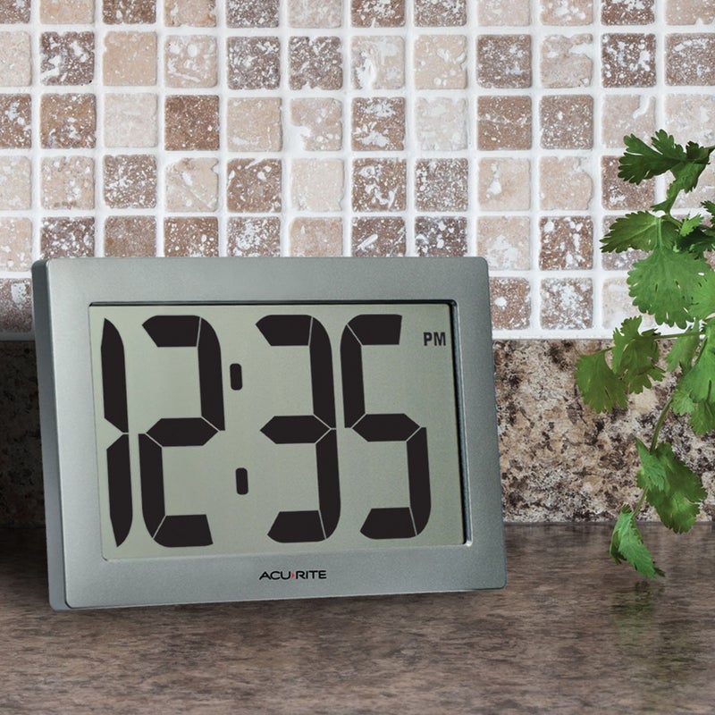 AcuRite 75102RM 9.5" Large Digital Clock with Intelli-Time Technology,Siliver,6-inch height x 9.5-inch width x 1.8-inch depth - Image 4