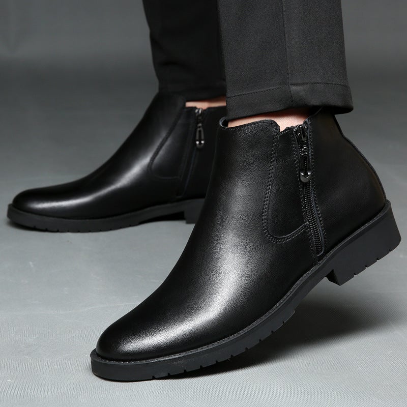 [Genuine Wool] Men'S Cotton Shoes Cowhide Fleece-Lined Thickened High-Top Casual Shoes Martin Boots Leather Shoes Men'S Shoes - Image 5