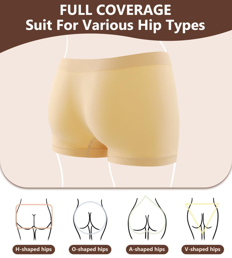 dmuveo Boys Shorts Underwear For Womens Seamless Briefs Panties Full Coverage Boyshort Ladies Soft Stretch Boxer 4 Pack Plus Size 6, Medium - Image 4