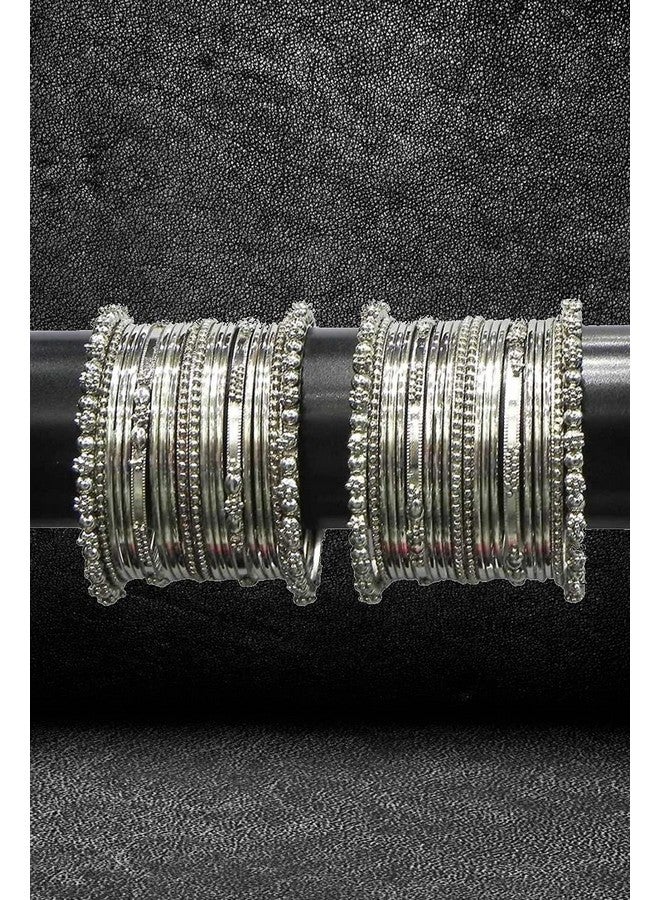 YouBella Jewellery for Women Traditional Silver Plated Oxidized Bracelet Bangle Set For Women (2.8) - Image 2