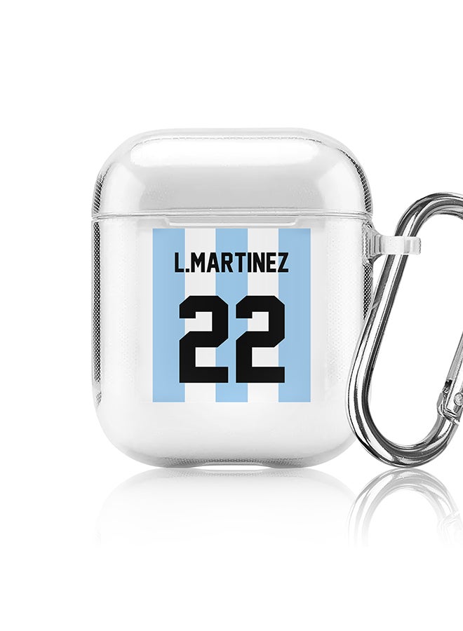 Stylizedd Classic Clear printed Case for Apple Airpods 2 / 1 Soft TPU Gel Thin Transparent Flexible Cover - Football Team - Argentina, Player Name - L.Martinez - Image 1