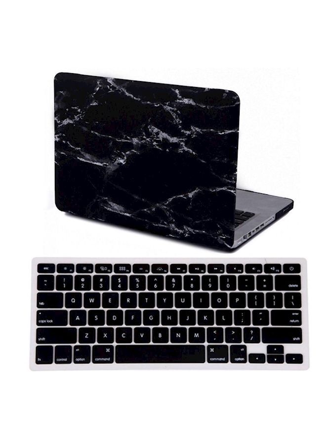 NIBEMINENT Snap On Protective Hard Marble Case Cover For Macbook Pro 13 Inch Black/Grey  - Image 1