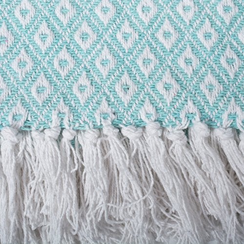 DII Global Mini Diamond Woven Throw, 50x60, Aqua - Image 4