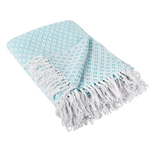 DII Global Mini Diamond Woven Throw, 50x60, Aqua - Image 1