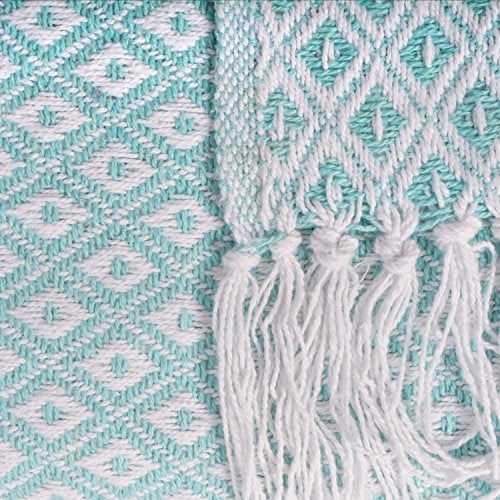 DII Global Mini Diamond Woven Throw, 50x60, Aqua - Image 3