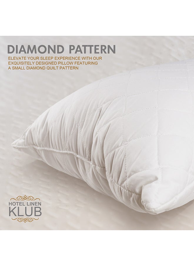 Hotel Linen Klub - مخدة كوين مبطنة 1 قطعة من هوتيل لينين كلوب (50 × 75 سم) - غلاف خارجي: قماش قطن مزيج 144TC - حشوة: 650 جرام من الألياف الناعمة بنمط كويلي الماس - Image 1