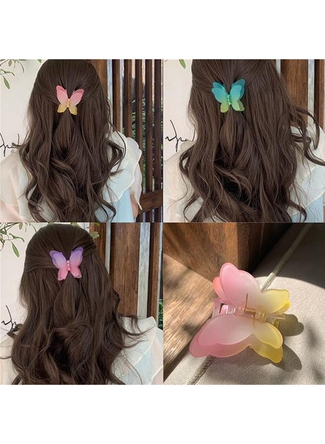 AMAZBIRD Hair Claw Clip,Butterfly Claw Hair Clips for Women Girls Small Butterfly Clips for Thick Hair and Strong Hold Hair Claws Hair Accessories for Girls 3_Pack Double layer - Image 2
