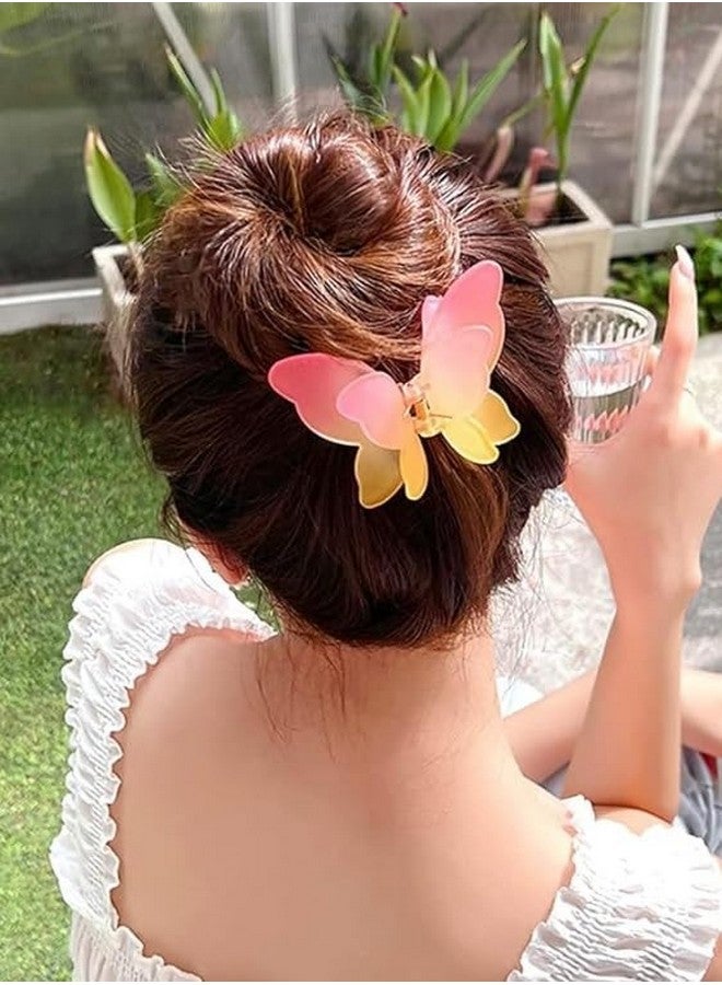 AMAZBIRD Hair Claw Clip,Butterfly Claw Hair Clips for Women Girls Small Butterfly Clips for Thick Hair and Strong Hold Hair Claws Hair Accessories for Girls 3_Pack Double layer - Image 4