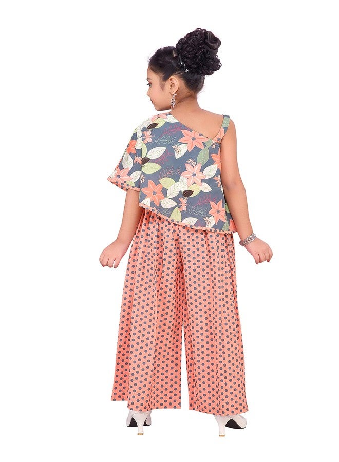 Adiva Girl's Top and Palazzo dress (Peach; 2-3 Years) - Image 3