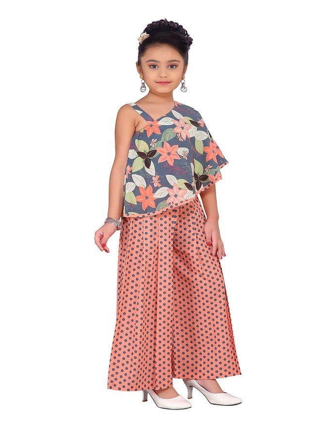 Adiva Girl's Top and Palazzo dress (Peach; 2-3 Years) - Image 4