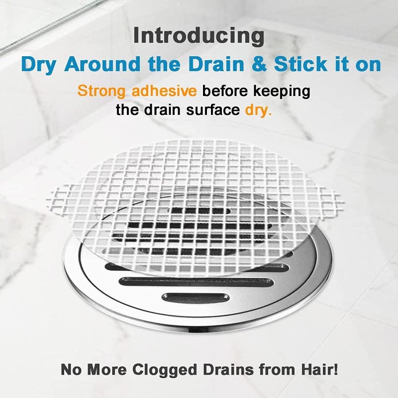 Disposable Hair Catchers: 30 Pcs 4.1 Inch White Mesh Stickers - Upgraded Strong Adhesive Larger Size Shower Drain Catchers for Home Bathroom Shower Drains - Image 2