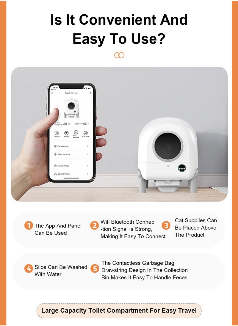 Kidle - Wifi Automatic Cat Litter Box Extra Large Automatic Cat Litter Box with APP Control Self Cleaning Cat Litter Box Smart Large Litter Box for Multiple Cat Prevent leakage Odor Smart Health Monitor - Image 1