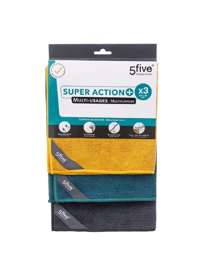 حامل ماكينة تحضير طقم أقمشة تنظيف مكون من 3 قطع من المايكروفايبر والشيفون، متعددة الأغراض وقوية الفعالية، ألوان متعددة، 30 × 40 سم 164764 - Image 1