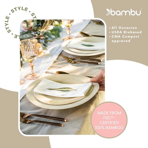 Bambu Pack of 25-7 Inch Round 100% Bamboo Plates – Premium Disposable Dinnerware | Elegant, Biodegradable Veneerware Natural Tableware for Weddings, Parties, Entertaining & Special Occasions - Image 4