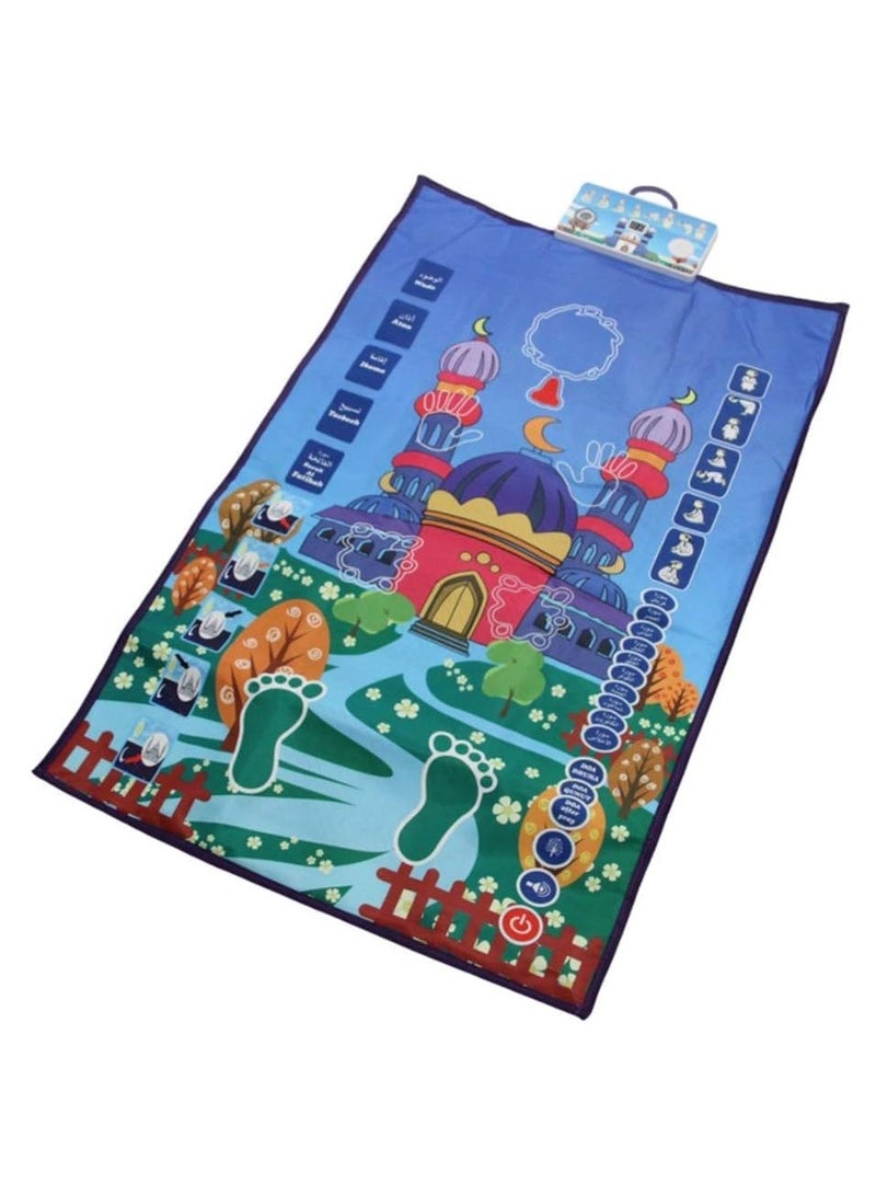 XICEN Kids Learning Praying Mat Electronic Muslim Islamic Prayer Rug Educational Interactive Prayer Mat Supports 6 languages for Children (Size 110x70cm)  - Image 1