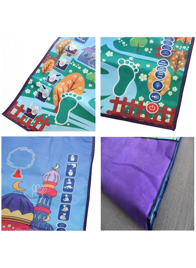 XICEN Kids Learning Praying Mat Electronic Muslim Islamic Prayer Rug Educational Interactive Prayer Mat Supports 6 languages for Children (Size 110x70cm)  - Image 3