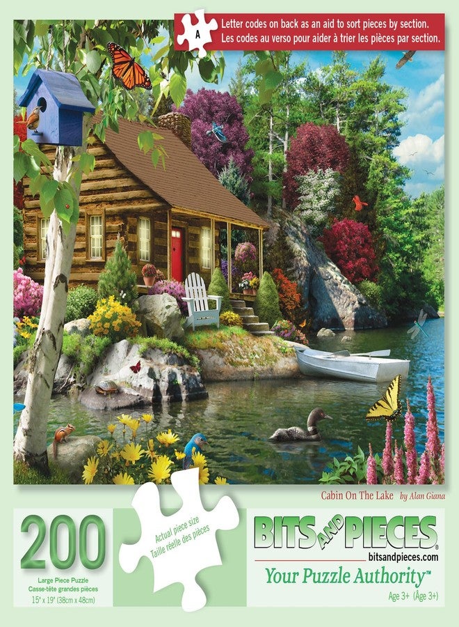 Bits and Pieces - Jigsaw Puzzle for Adults and Seniors - Cabin on The Lake - Large Lettered Pieces Colorful Scenic Jigsaw (200 Piece Puzzle) - Image 2