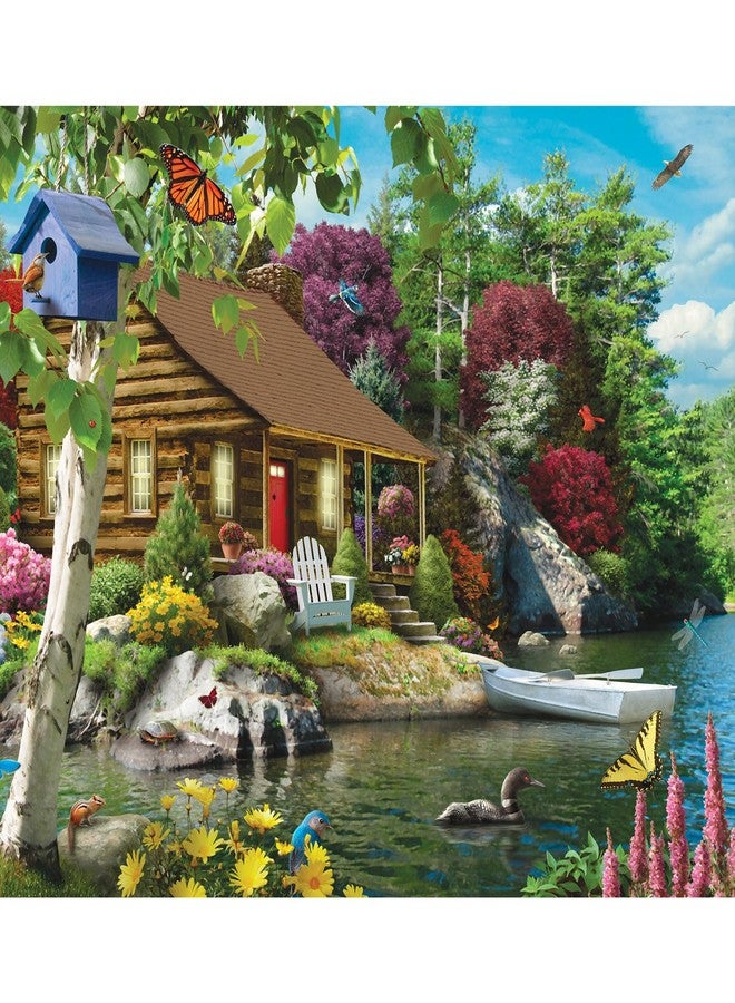 Bits and Pieces - Jigsaw Puzzle for Adults and Seniors - Cabin on The Lake - Large Lettered Pieces Colorful Scenic Jigsaw (200 Piece Puzzle) - Image 1