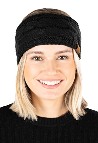 Funky Junque Winter Headbands for Women – Warm Head Wraps, Earmuff Style Ear Warmers, Cozy Headwrap for Running, Womens Outdoors Gear & Accessories - Black - Image 1