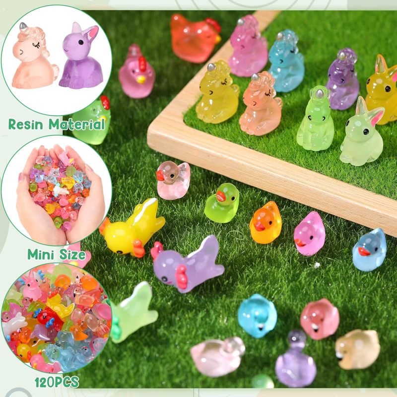 Mini Resin Animals 120-Piece Vibrant Realistic Details Miniature Figures - Durable Resin Material Miniature Decor for Dollhouse Garden DIY Landscape Scene - Image 3