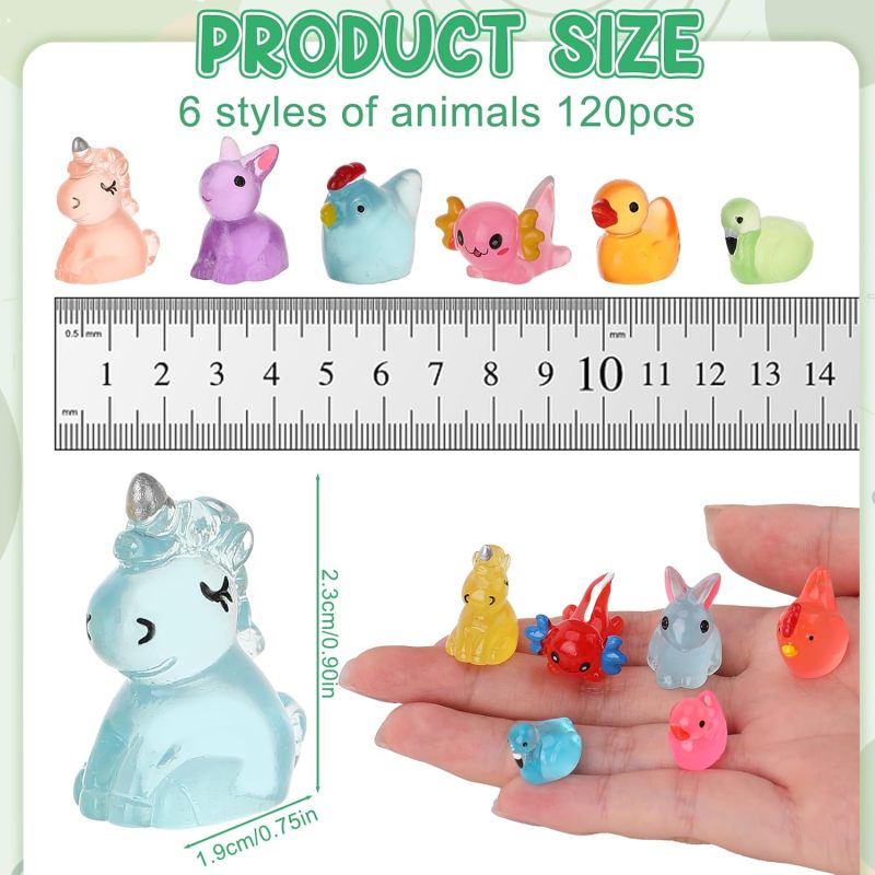 Mini Resin Animals 120-Piece Vibrant Realistic Details Miniature Figures - Durable Resin Material Miniature Decor for Dollhouse Garden DIY Landscape Scene - Image 2