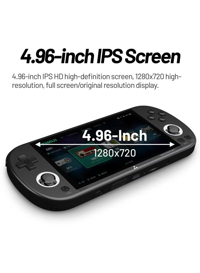 TRIMUI Smart Pro Retro Game Console, 4.96-Inches 720x1280 IPS Screen Built-in 64G TF Card Video Gaming Consoles, 5000mAh Lithium Battery Supports Multiple Simulators Casual Game Console(Black) - Image 3