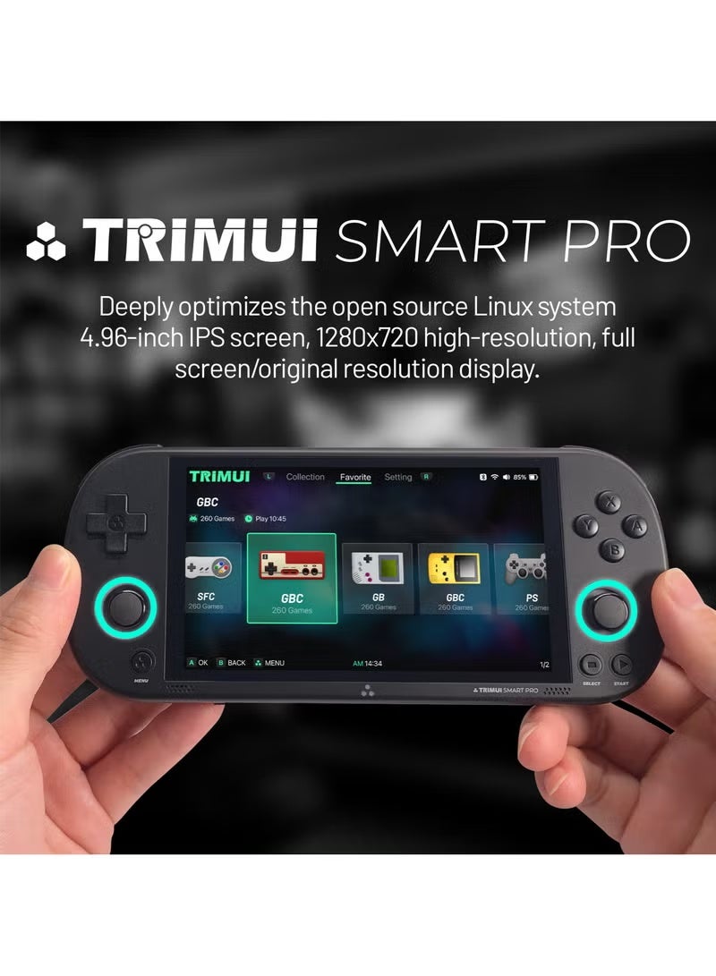 TRIMUI Smart Pro Retro Game Console, 4.96-Inches 720x1280 IPS Screen Built-in 64G TF Card Video Gaming Consoles, 5000mAh Lithium Battery Supports Multiple Simulators Casual Game Console(Black) - Image 5