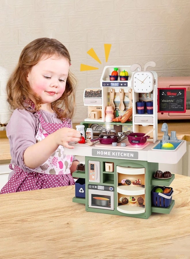 Simulation Kitchen Toy Set; Realistic lights and sound effects; Simulates a real kitchen cooking scene; Role-Playing Simulation,Recirculating spray nozzle; Suitable for children, boys and girls; Perfect holiday gift. - Image 1