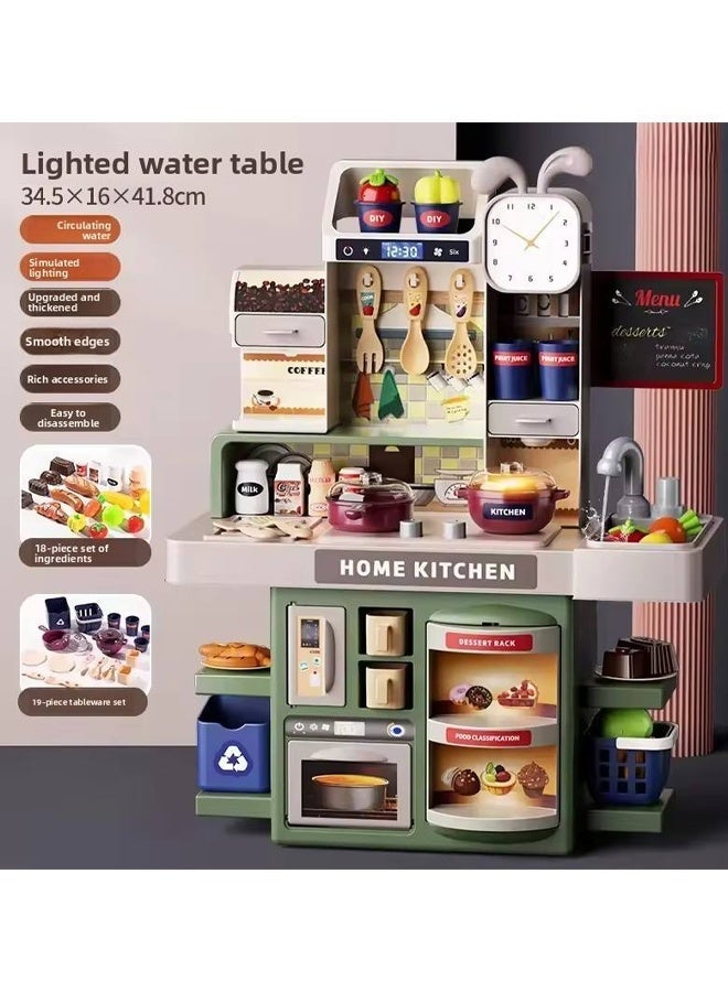 Simulation Kitchen Toy Set; Realistic lights and sound effects; Simulates a real kitchen cooking scene; Role-Playing Simulation,Recirculating spray nozzle; Suitable for children, boys and girls; Perfect holiday gift. - Image 3