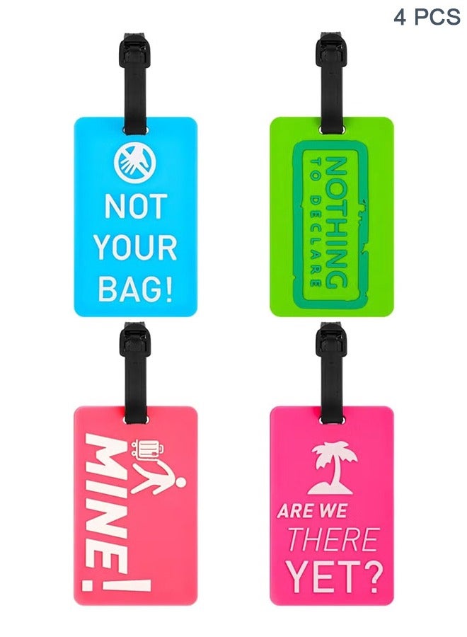 HY Funny Luggage Tags Set of 4 Colorful Unique Travel Baggage Bag Tags Suitcase Identify Labels for Women Men - Image 1