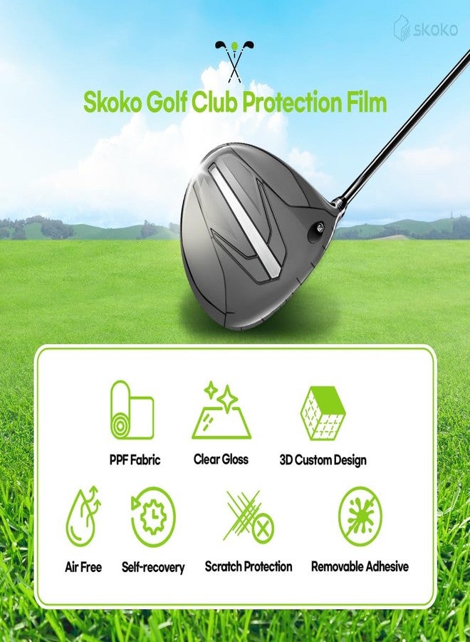 skoko 2 Pack Full Body Protective Film for Titleist Golf Driver TSR3 9Degree 2024 Top & Bottom & front, TPU PPF, Transperent Clear Cover Protector - Image 4